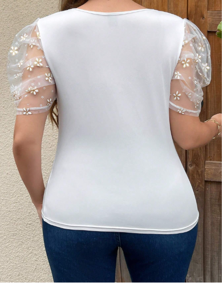 Blossom Mist Puff Sleeve Top - Image 3
