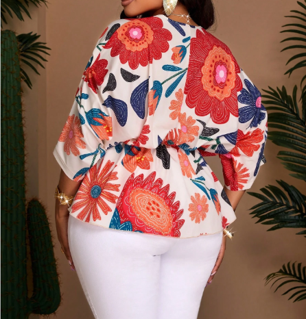 Petal Whispers Bat Sleeve Blouse - Image 3