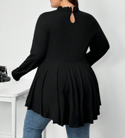 Elegant Lace Stand Collar Blouse - Image 3