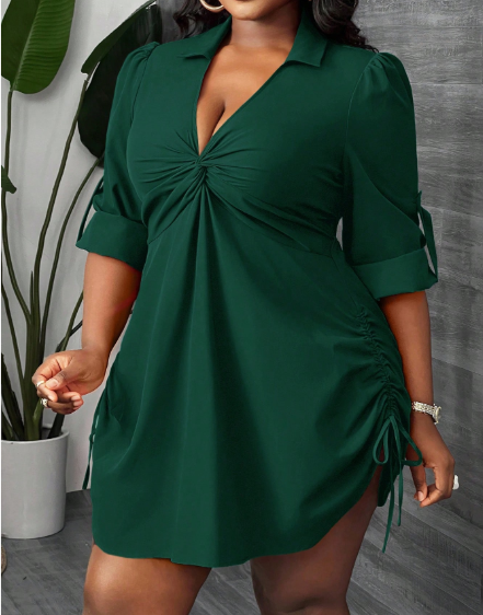 Twist & Tuck Shirred Mini Dress