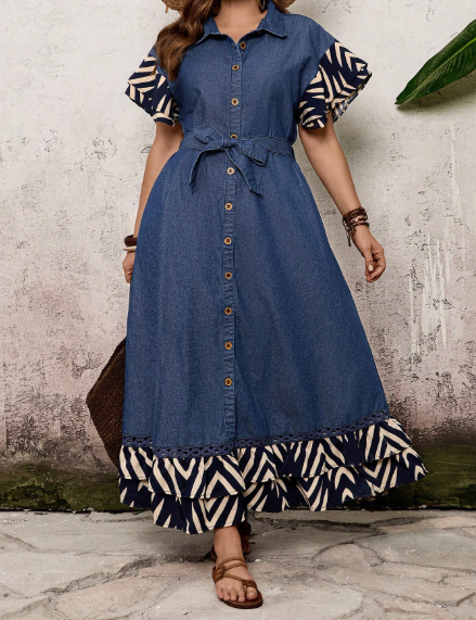 Panelle Patchwork Denim Dress