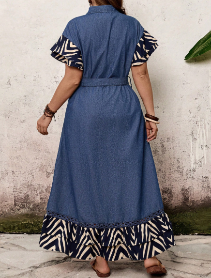 Panelle Patchwork Denim Dress - Image 3