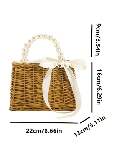 Pearl Charm Woven Tote - Image 5