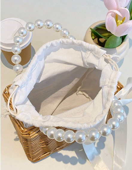 Pearl Charm Woven Tote - Image 6