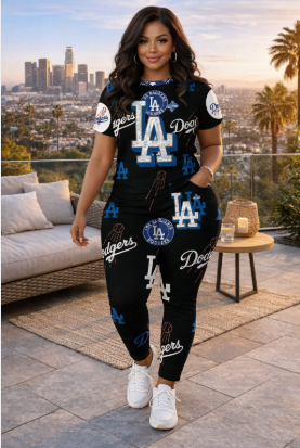 Plus Size LA Graphic Tee & Matching Pants Set
