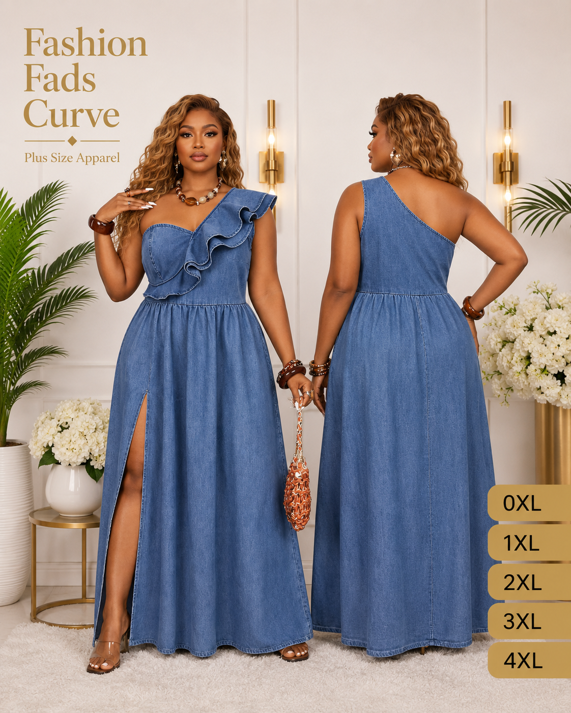 Curves in Paradise Flowy One-Shoulder Dress