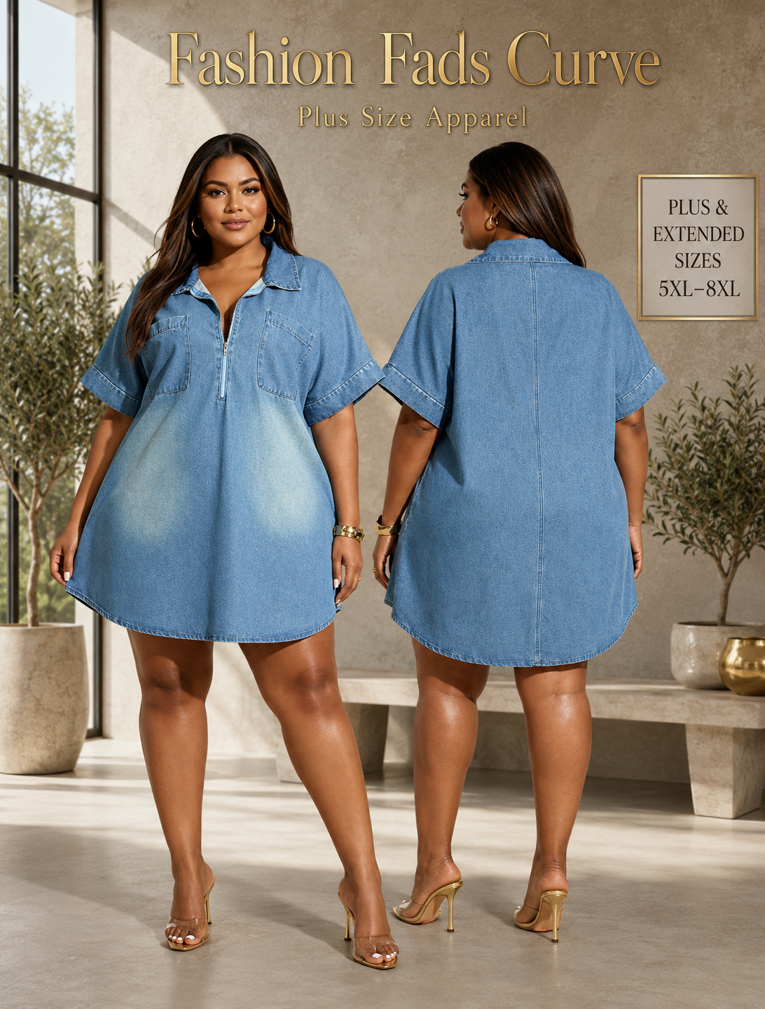 Denim Ease Relaxed Collar Dress