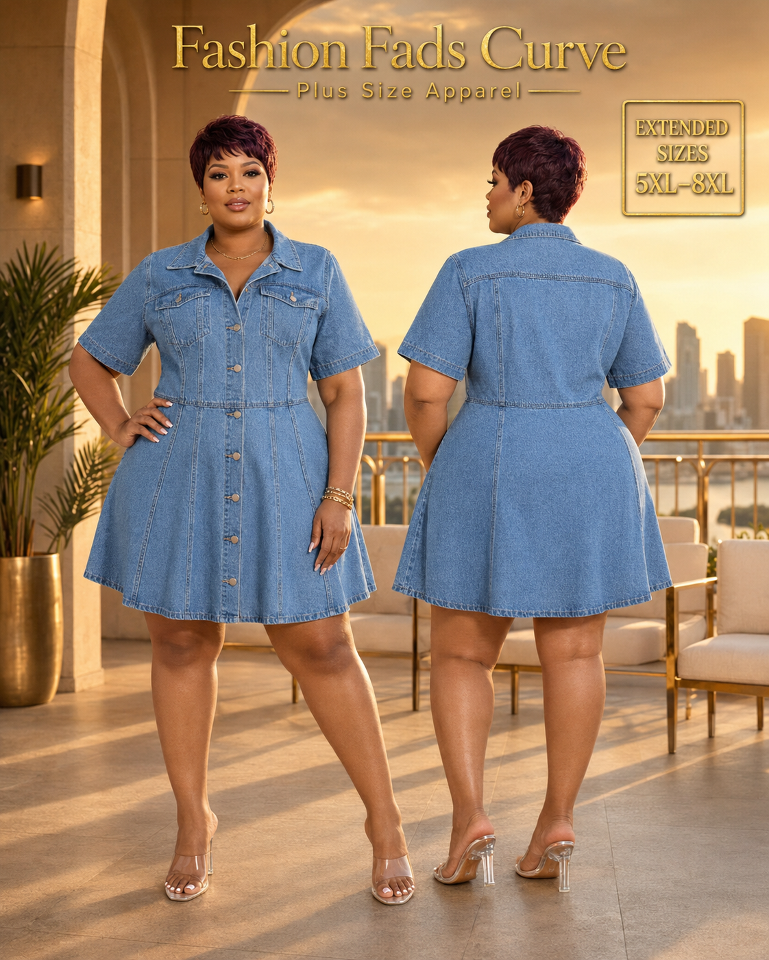 Curve Command Denim Dress