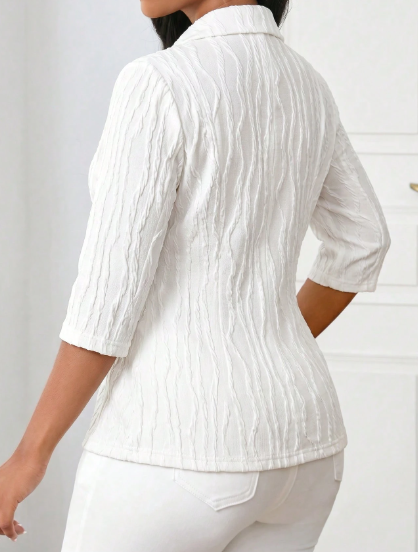 Elegant Printed Button Front Blazer - Image 3