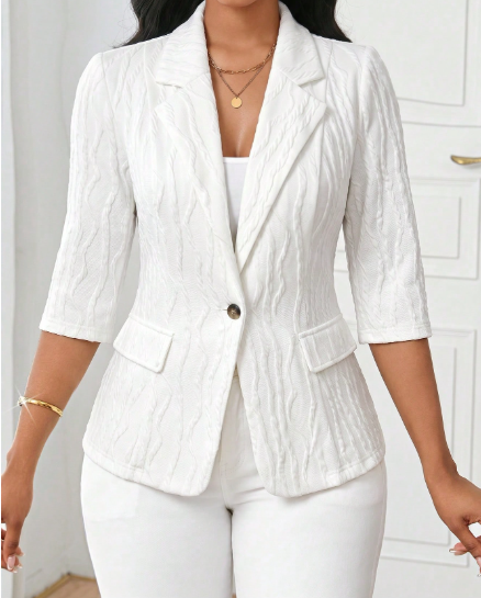 Elegant Printed Button Front Blazer